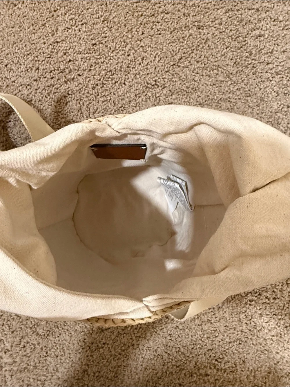 ZARA Cream and Brown Straw Bucket Crossbody Bag